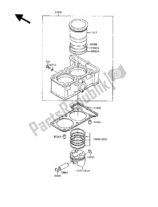 Todas as partes de Cilindro E Pistão (s) do Kawasaki GPX 250R 1989