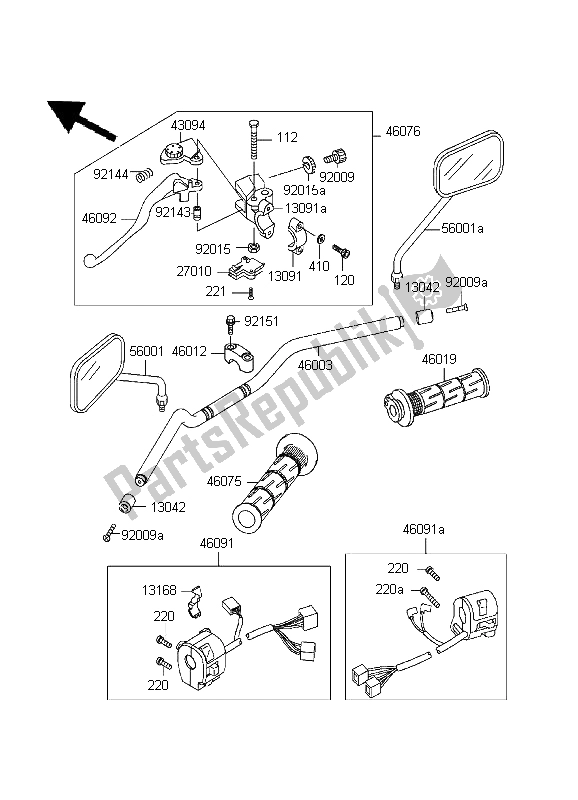 All parts for the Handlebar of the Kawasaki ZR 7 750 1999