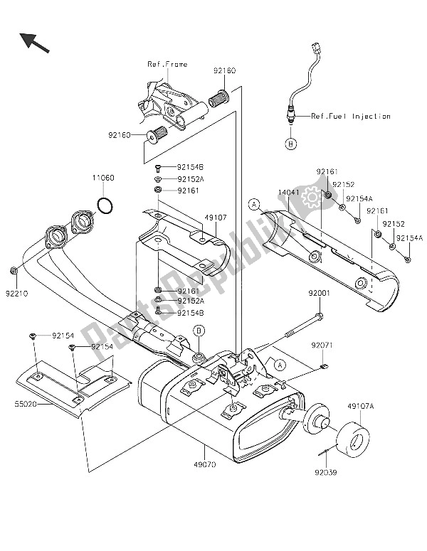 All parts for the Muffler(s) of the Kawasaki Vulcan S 650 2016