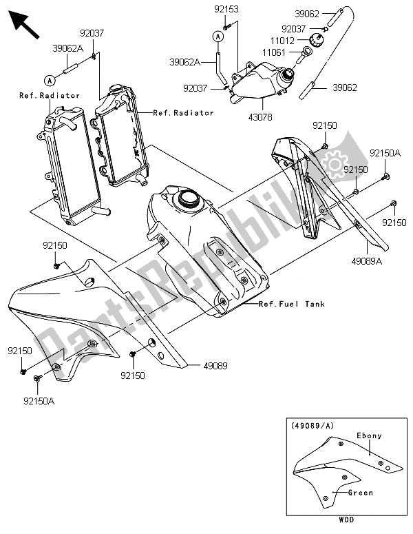 All parts for the Engine Shrouds of the Kawasaki KLX 450R 2014