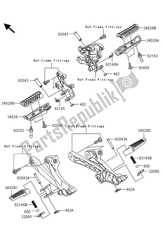 All parts for the Footrests of the Kawasaki ZZR 1400 ABS 2013