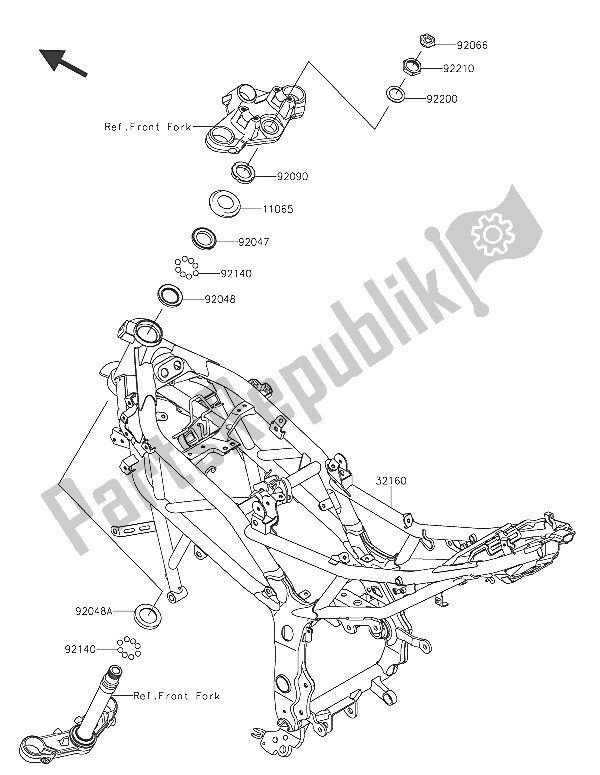 Toutes les pièces pour le Cadre du Kawasaki Z 250 SL ABS 2016