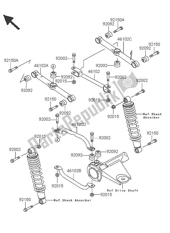 Wszystkie części do Tylne Zawieszenie Kawasaki KLF 300 4X4 2005