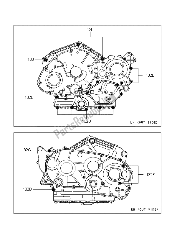 All parts for the Crankcase Bolt Pattern of the Kawasaki VN 900 Custom 2008