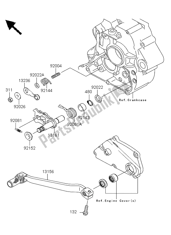 Tutte le parti per il Meccanismo Di Cambio Marcia del Kawasaki KLX 250 2009