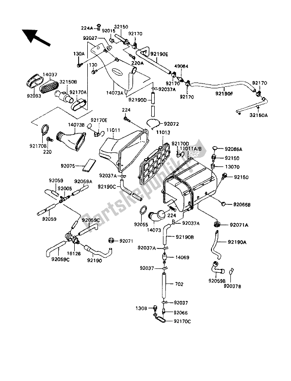 Toutes les pièces pour le Filtre à Air du Kawasaki ZZ R 1100 1992