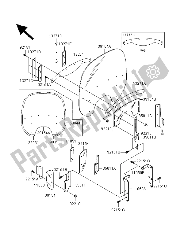 Toutes les pièces pour le Capot du Kawasaki VN 1500 Classic Tourer FI 2000