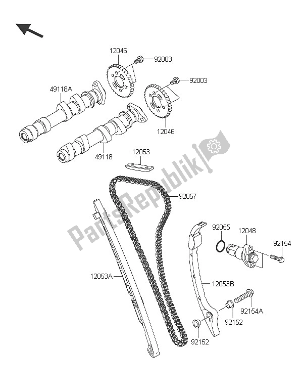 Todas las partes para árbol De Levas Y Tensor de Kawasaki ER 6N ABS 650 2016