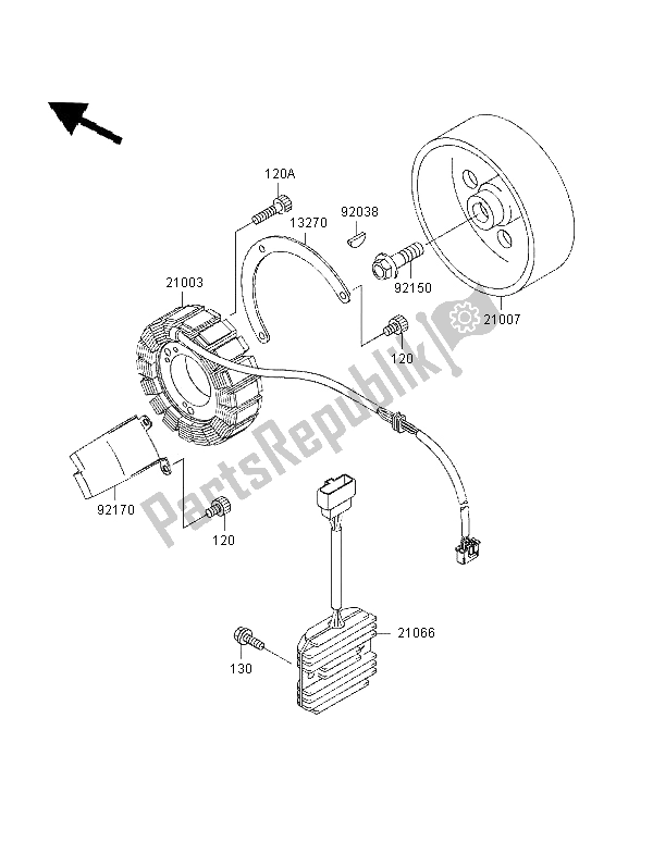 Toutes les pièces pour le Générateur du Kawasaki VN 800 1996