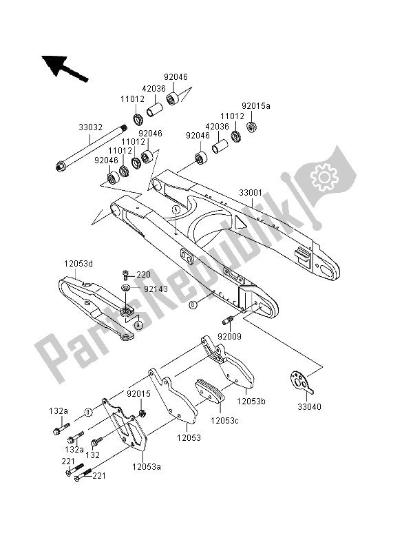 Todas as partes de Braço Oscilante do Kawasaki KDX 200 1999