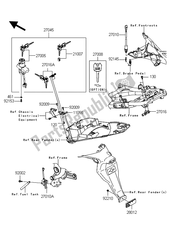 Toutes les pièces pour le Interrupteur D'allumage du Kawasaki ER 6N ABS 650 2011