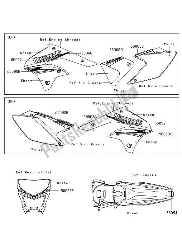 Alle onderdelen voor de Stickers van de Kawasaki KLX 450R 2009