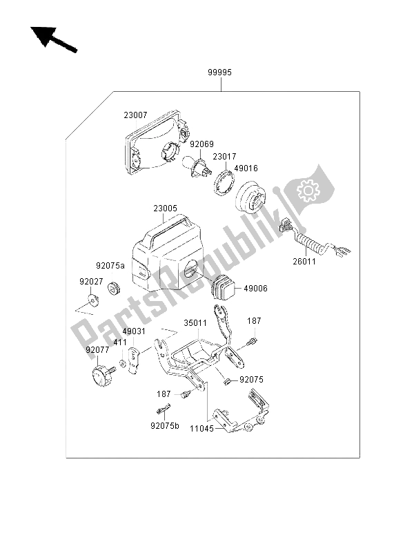 Toutes les pièces pour le Pièces Optionnelles (phare) du Kawasaki KLF 300 4X4 2000