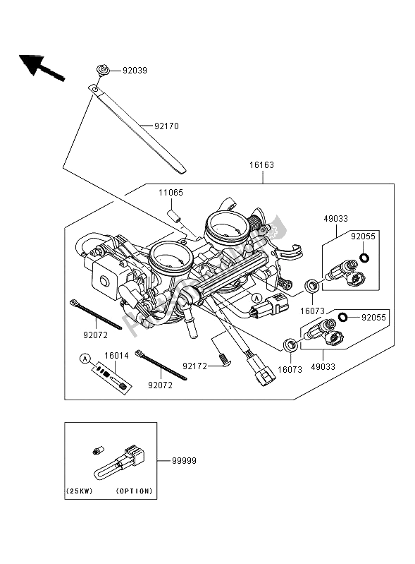 Tutte le parti per il Valvola A Farfalla del Kawasaki Versys 650 2008