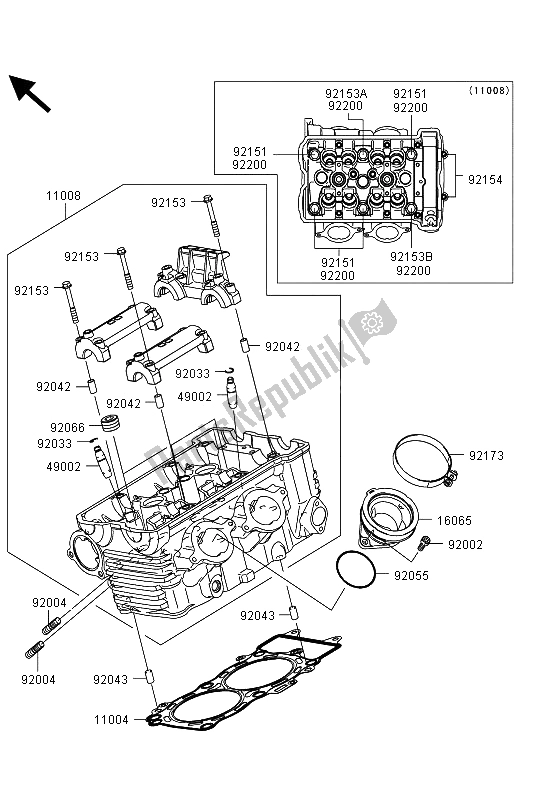 All parts for the Cylinder Head of the Kawasaki ER 6F ABS 650 2013