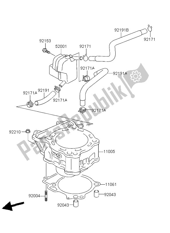 All parts for the Cylinder of the Kawasaki KFX 400 2004