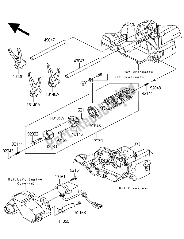 All parts for the Gear Change Drum & Shift Fork of the Kawasaki VN 1700 Voyager Custom ABS 2012