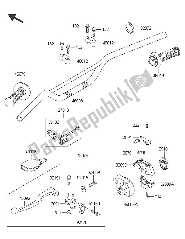 All parts for the Handlebar of the Kawasaki KX 65 2016