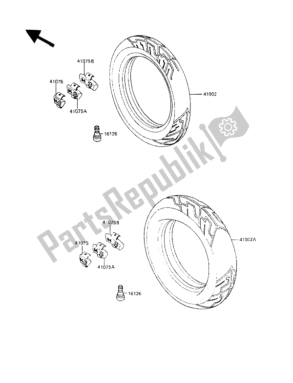 Tutte le parti per il Pneumatico del Kawasaki GPZ 900R 1993