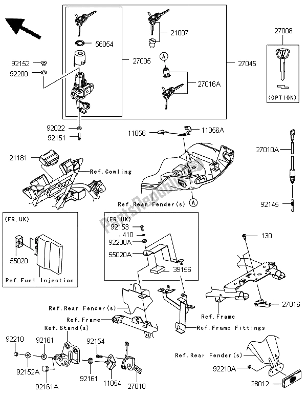 All parts for the Ignition Switch of the Kawasaki Versys 1000 2012