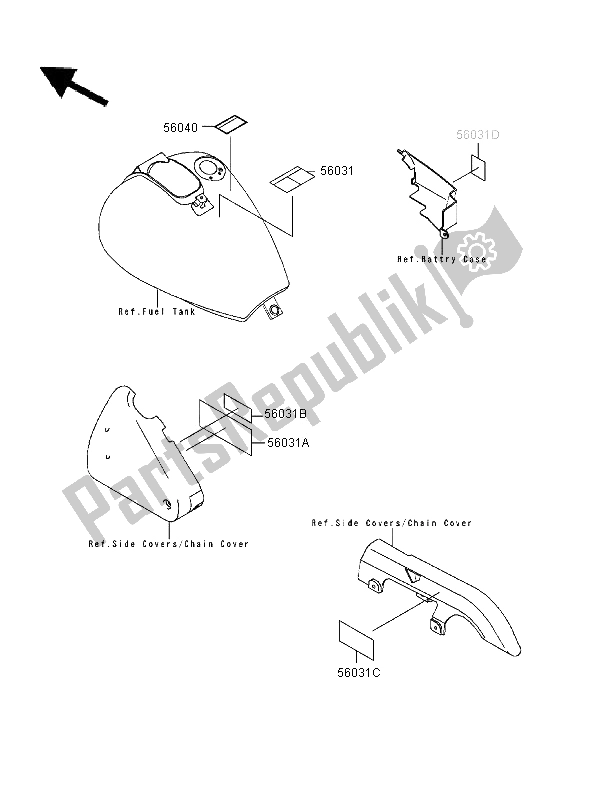 Toutes les pièces pour le Étiquettes du Kawasaki EN 500 1997