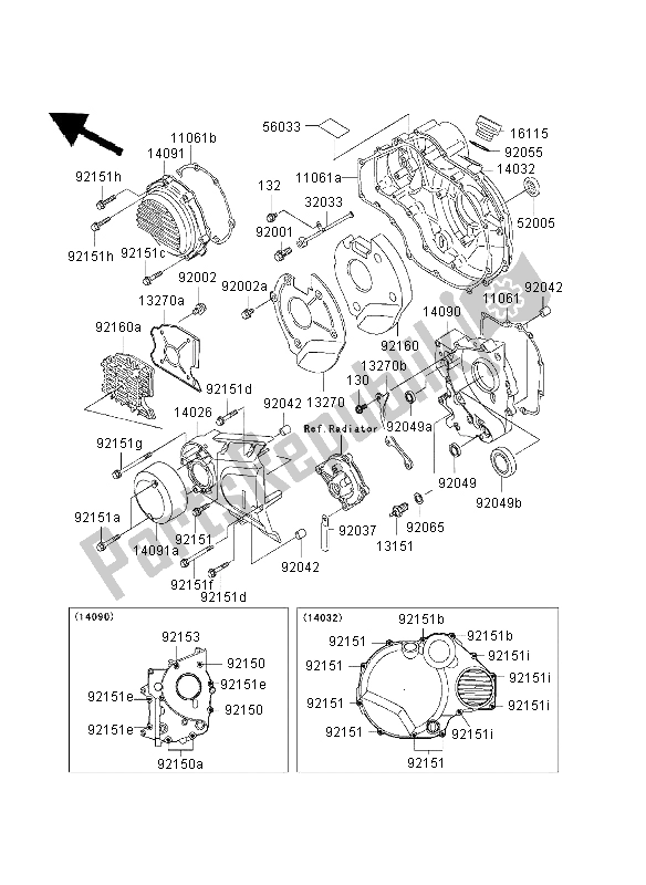Tutte le parti per il Coperchio Del Motore del Kawasaki ZRX 1200 2003
