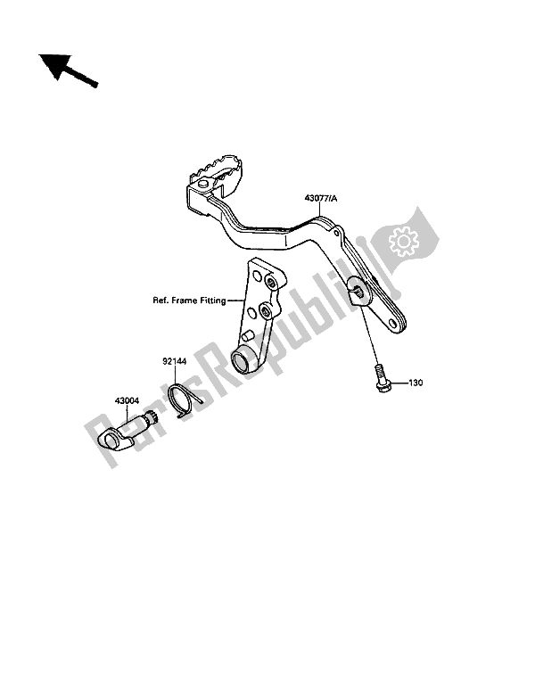 Alle onderdelen voor de Rempedaal van de Kawasaki KLR 650 1987