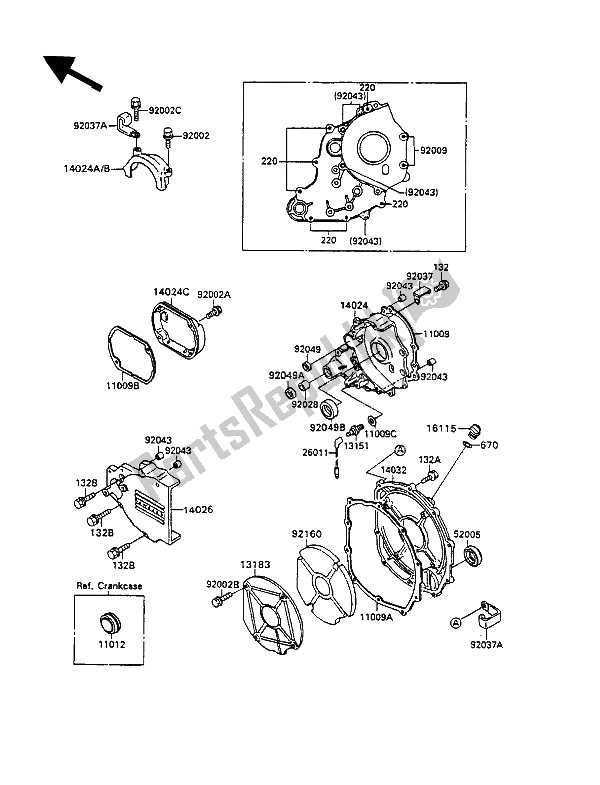 Alle onderdelen voor de Motorkap (pen) van de Kawasaki ZXR 750 1990