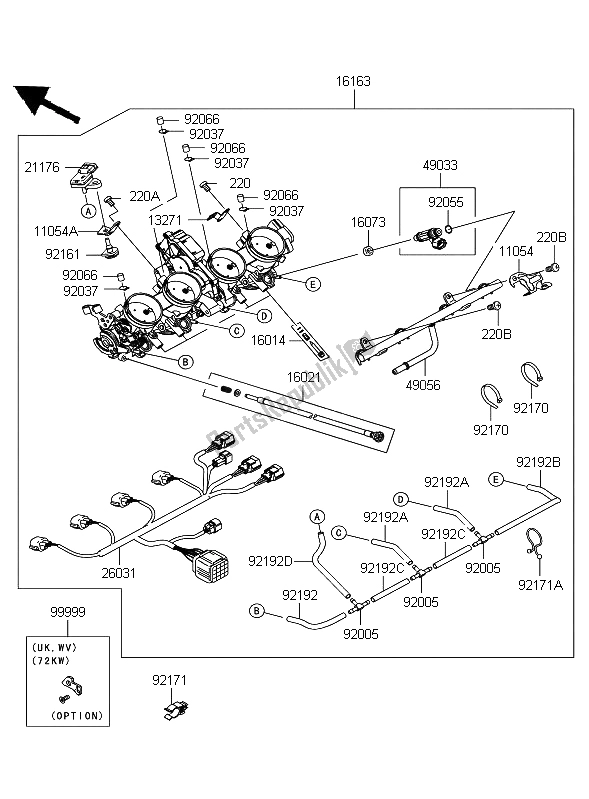 Tutte le parti per il Valvola A Farfalla del Kawasaki ZZR 1400 ABS 2008