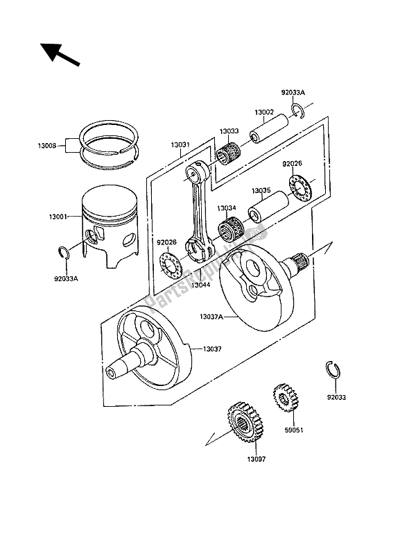 All parts for the Crankshaft & Piston(s) of the Kawasaki KX 250 1988