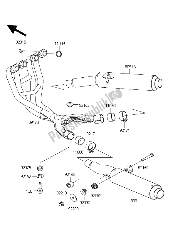 Tutte le parti per il Silenziatore del Kawasaki ZZR 600 2004