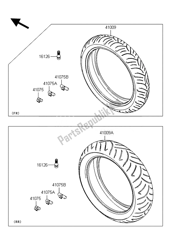 All parts for the Tires of the Kawasaki ER 6N ABS 650 2010