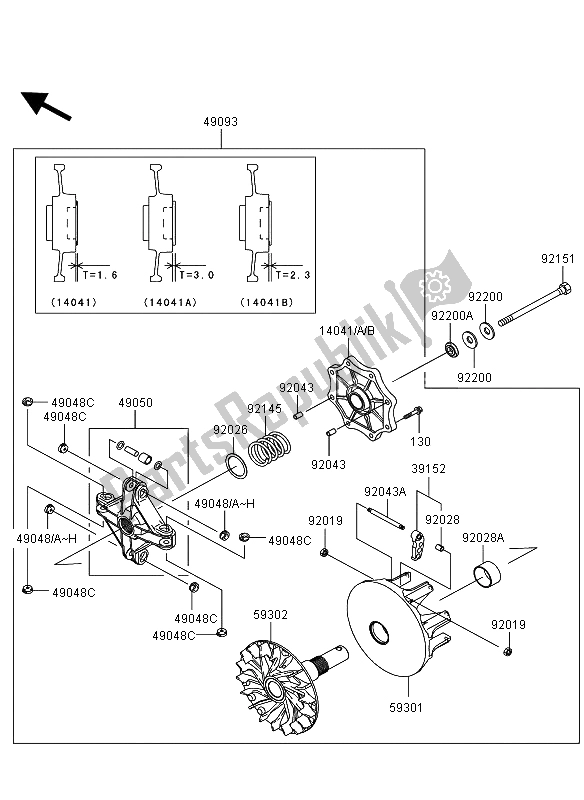 All parts for the Drive Converter of the Kawasaki KVF 360 2009