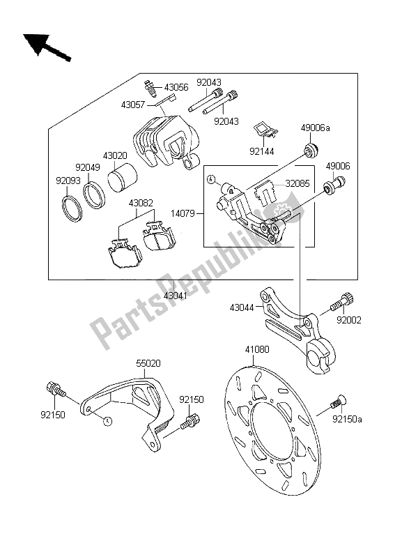 Alle onderdelen voor de Achterrem van de Kawasaki KDX 200 1996