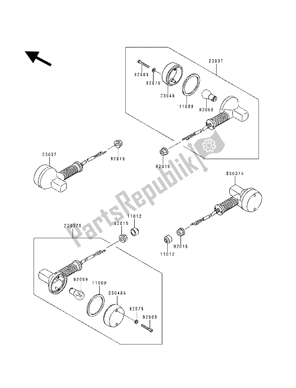 All parts for the Turn Signal of the Kawasaki KDX 125 1991