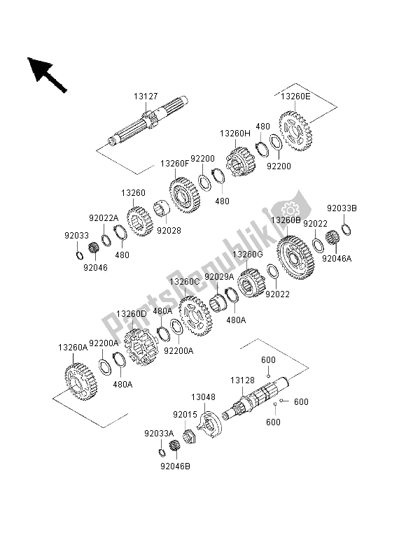 All parts for the Transmission of the Kawasaki VN 1500 Drifter 2000