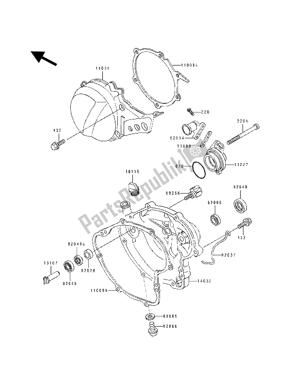 Todas las partes para Cubierta Del Motor de Kawasaki KX 60 1990