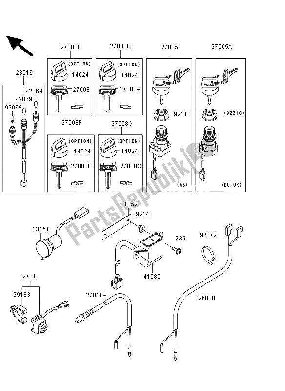 All parts for the Ignition Switch of the Kawasaki KVF 360 4X4 2011