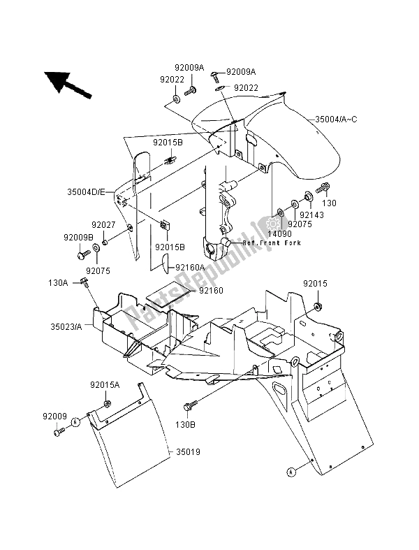 Tutte le parti per il Parabordi del Kawasaki Ninja ZX 9R 900 1999