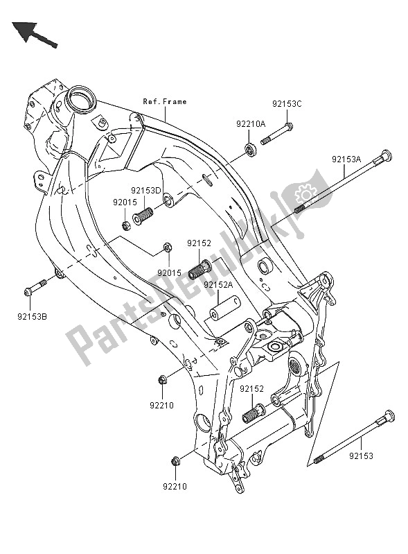 Alle onderdelen voor de Motorsteun van de Kawasaki Ninja ZX 6R 600 2005