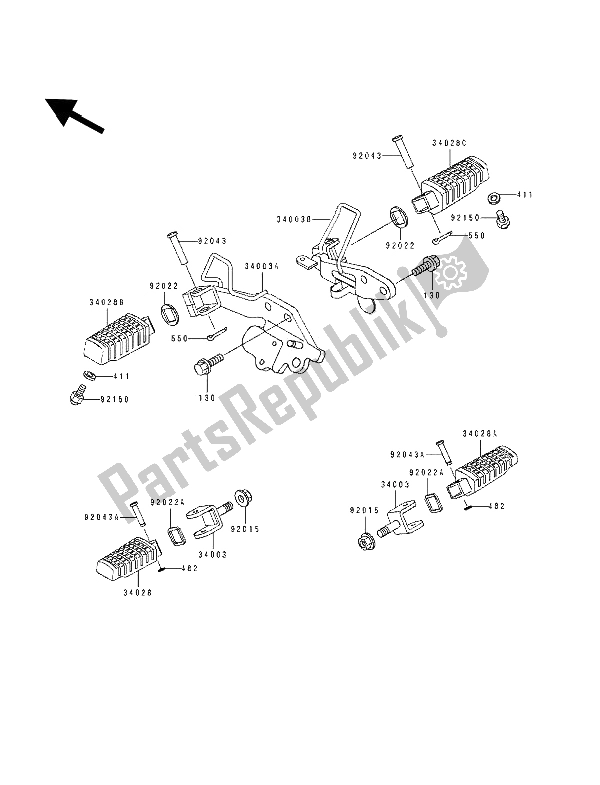 All parts for the Footrests of the Kawasaki EL 250E 1994