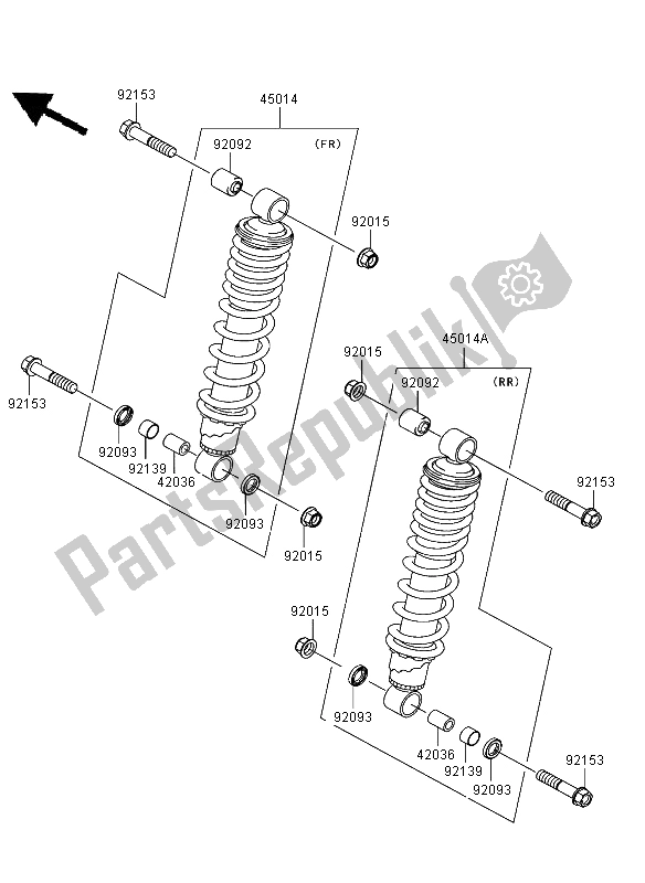 All parts for the Shock Absorber (as) of the Kawasaki KVF 750 4X4 2006