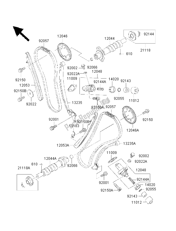 Todas las partes para árbol De Levas Y Tensor de Kawasaki VN 1500 Drifter 2002