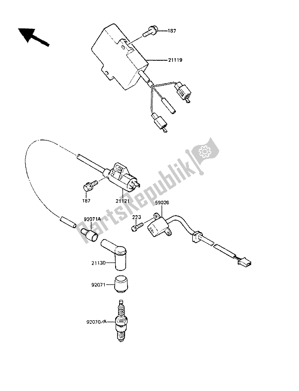 All parts for the Ignition System of the Kawasaki KMX 125 1988