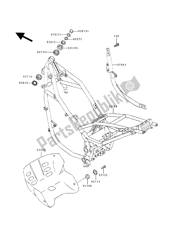 Alle onderdelen voor de Kader van de Kawasaki KLE 500 1993