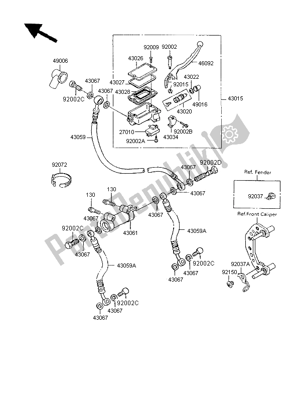 Toutes les pièces pour le Maître-cylindre Avant du Kawasaki GPX 600R 1997