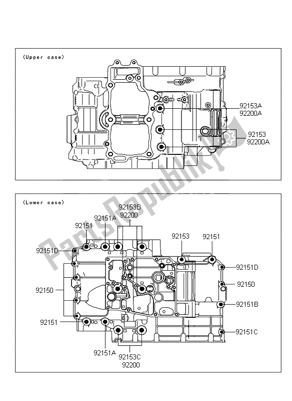 Alle onderdelen voor de Carter Bout Patroon van de Kawasaki ER 6F 650 2010