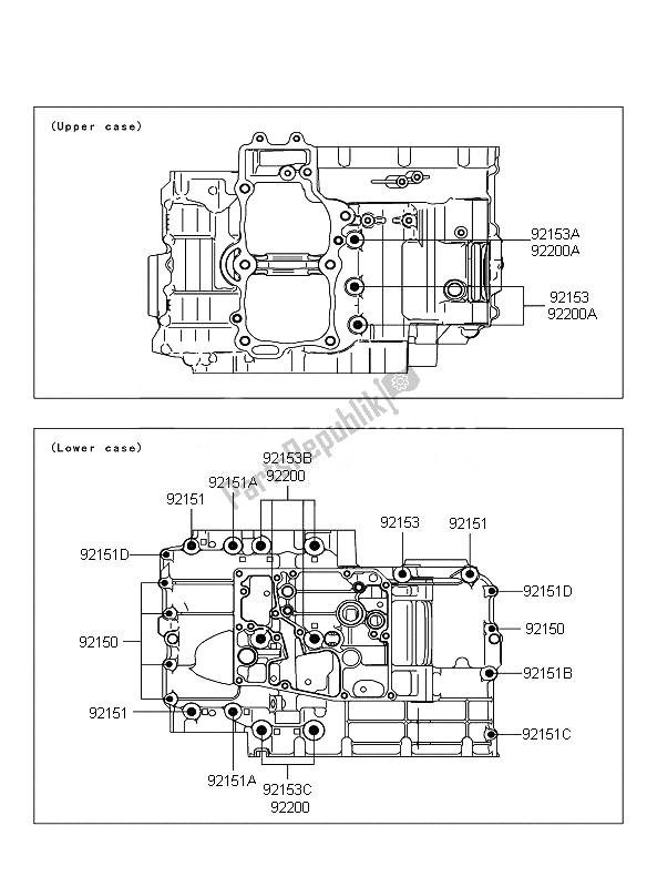 Wszystkie części do Wzór ? Rub Skrzyni Korbowej Kawasaki ER 6F 650 2010