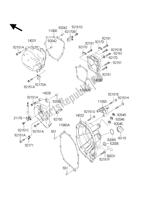 Tutte le parti per il Coperchio (i) Del Motore del Kawasaki Ninja ZX 6 RR 600 2004