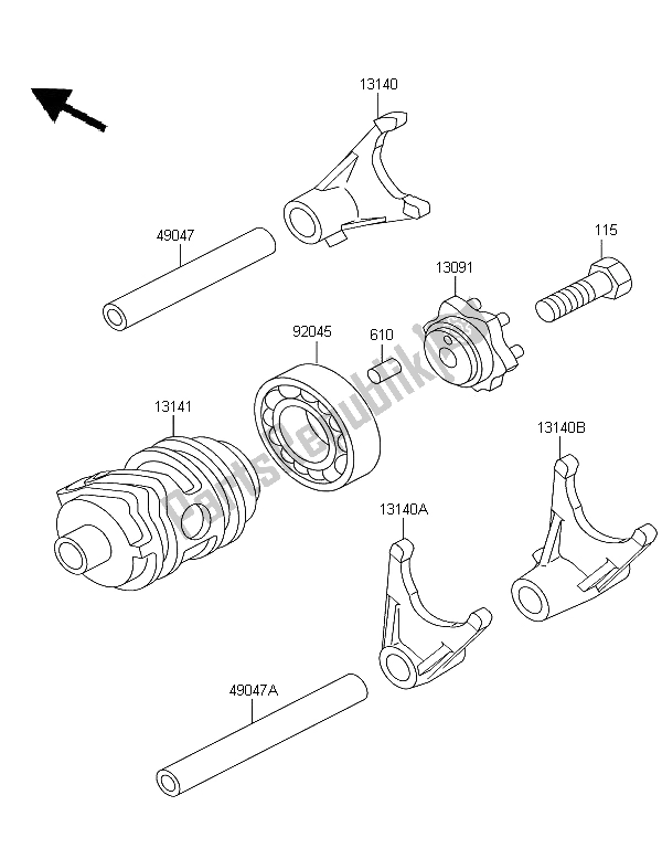 All parts for the Gear Change Drum & Shift Fork of the Kawasaki KX 85 SW LW 2006